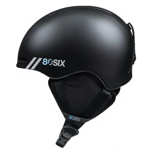 80SIX Skihelm Herren Damen Snowboardhelm Verstellbar ASTM F2040 & CE EN 1077 Zertifiziert Leicht mit Belüftung und Abnehmbaren Ohrpolstern (Mattschwarz M/L)