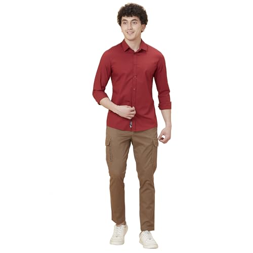 Image of Being Human Beige Cropped Fit Chinos for Men Clothing