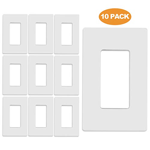 ETERMTT Outlet Cover, Screwless Decorator Wall Plate, Light switch Power Plug Cover, 1-Gang Standard Size, White, 10 Pack