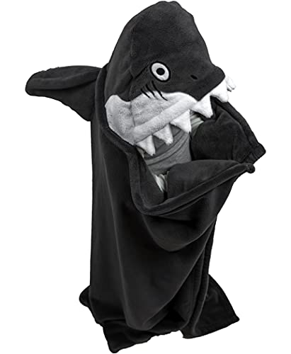 Lazy One Animal Blanket Hoodie for Kids, Hooded Blanket, Wearable Kids' Blanket, Soft, Cozy Fleece Hoodie (Shark Blanket)