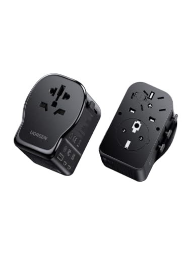 UGREEN GaN Universal Travel Adapter Worldwide Plug PD 65W International Charger with 2 Type C Ports and USB-A Port Max 2500W Travel Essentials for Europe UK Germany Asia Australia ect