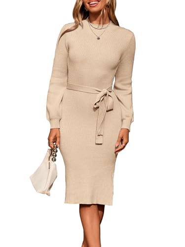 Simplee Womens Long Sleeve Sweater Dress Ribbed Knit Bodycon Fall