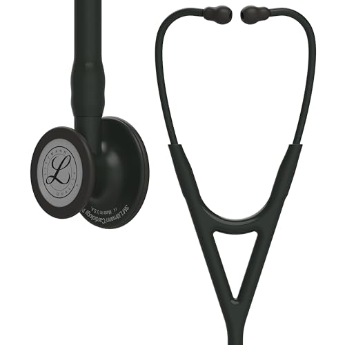 3M Littmann Cardiology IV Diagnostic Stethoscope, 6163, More Than 2X as Loud, Weighs Less, Stainless Steel Black-Finish Chestpiece, 27' Black Tube, Stem, and Headset