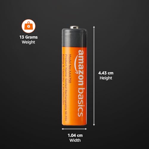 Image of Amazon Basics AAA Rechargeable 750 mAh Batteries | Ready-to-use | Pre-Charged Ni-MH Batteries (Pack of 2)