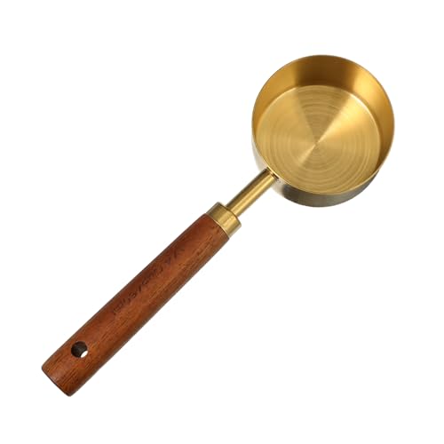 TINEASUR ステンレス製計量スプーン ゴールド仕上げ木製ハンドル付き 調理 ベーキング 調味料用キッチン計量器具 正確目盛り付き カップ 家