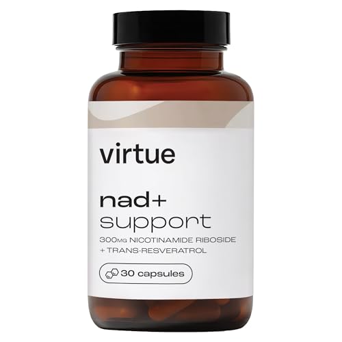 Virtue NAD+ | NAD Supplement for Healthy Aging & Cellular Energy | 300mg Nicotinamide Riboside (NR) + Trans-Resveratrol | 30 Vegan Capsules