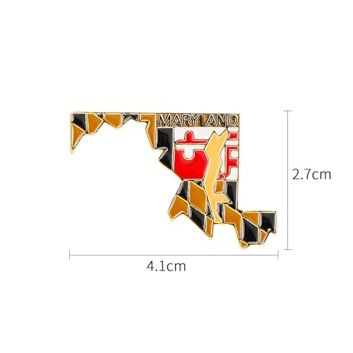 Image of State Shaped Map Lapel Metal Pin Enamel Brooch Keepsake Beautifully Designed for Backpack Hat