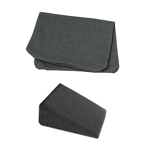 Image of The White Willow Soft Fabric Inclined Bed Wedge Case 17 inch L x 14.8 inch W x 7 inch H, Washable, Removable Zippered Pillow Cover Only, Inclined Bed Wedge Leg Rest Pillow- Grey