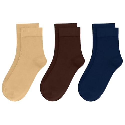 Image of Womens Viscose Bamboo Crew Socks Thin Casual Ultra Soft Colorful Above Ankle Socks Breathable Comfortable 3 /6 Pairs