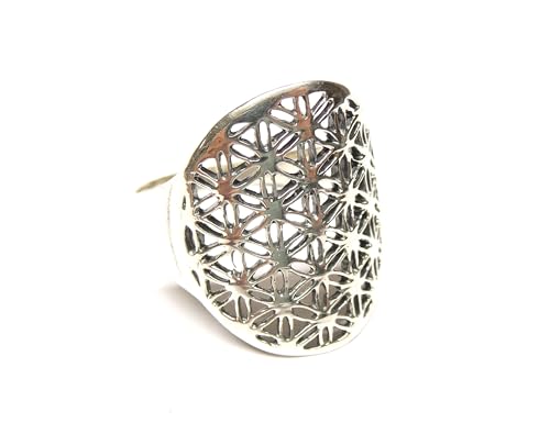 Bague motif fleur de vie argent 21,3mm votre bijou bien-être de taille 67