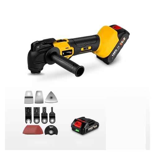 振動計、 ブラシレス電動振動マルチツール 6 ギアコードレス充電式トリミングシャベル切断機 18V バッテリー用(1 Battery)