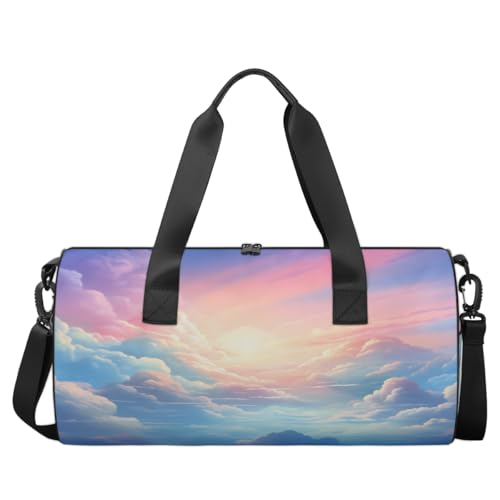 Colorful Skies Round Barrel Sports Fitness Bag, Travel Luggage Bag, Reusable Handbag, Suitable For Men and Women2