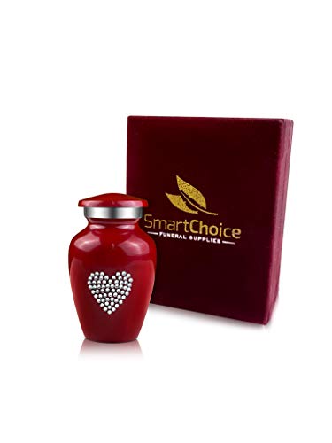 SmartChoice Urn Keepsake for Ashes Cremation Urn Keepsake for Human Ashes - Affordable Funeral Keepsake Urn for Ashes Handcrafted Urn (Crystal Red)