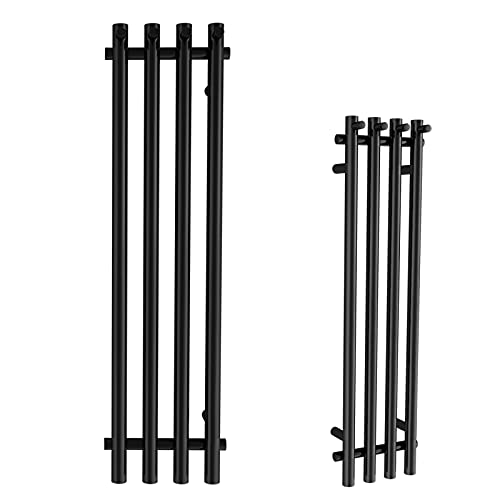 bbee.tech Towel Warmer 4 Vertical Bar Electric Heated Towel Rack Wall Mount Plug-in/Hardwired Heated Towel Rail Black