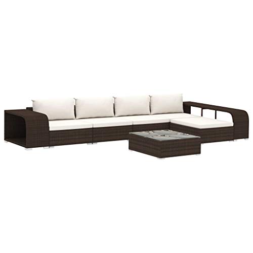 UnfadeMemory Set Divani da Giardino 8 pz con Cuscini in Polyrattan Marrone