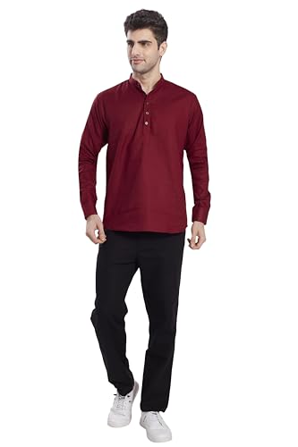 Image of DIVISIVE Men's Slim Fit Full Sleeves Cotton Short Kurta