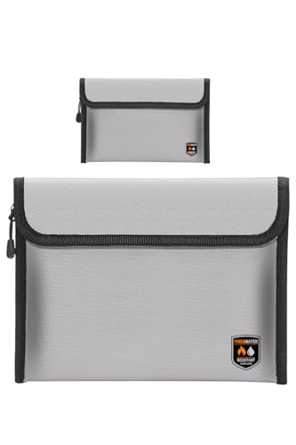 耐火バッグ 耐火ケース 防火金庫 防火袋 耐火金庫 ファスナー式 防爆 防水 防災 防火バック 現金収納 (シルバー, S/L （2個セット）)