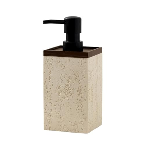 soap Dispenser Stone-Finish Walnut-Top Stylish Pump Dispenser for Liquid Soap,