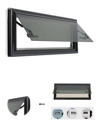 DIFU - Fenêtre escamotable 700x300mm pour caravane Fenêtre E4 pour camping-car Fenêtre de camping-car 85° avec moustiquaire et volet roulant, fenêtre latérale pour caravane et camping-car Fenêtre externe à