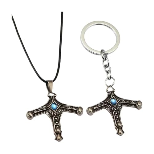 Sword Hunter Keychain&Necklace Zinc Alloy Cross Pendant 2pcs/set