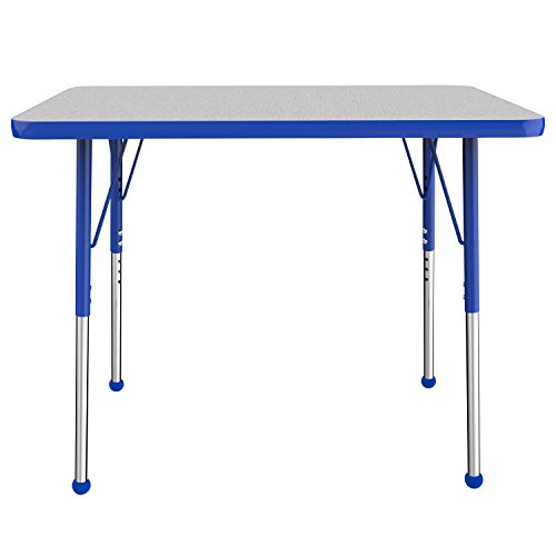 FDP 24" x 36" Rectangle Table with Ball Glide Legs - Gray/Blue, 10004-GYBL