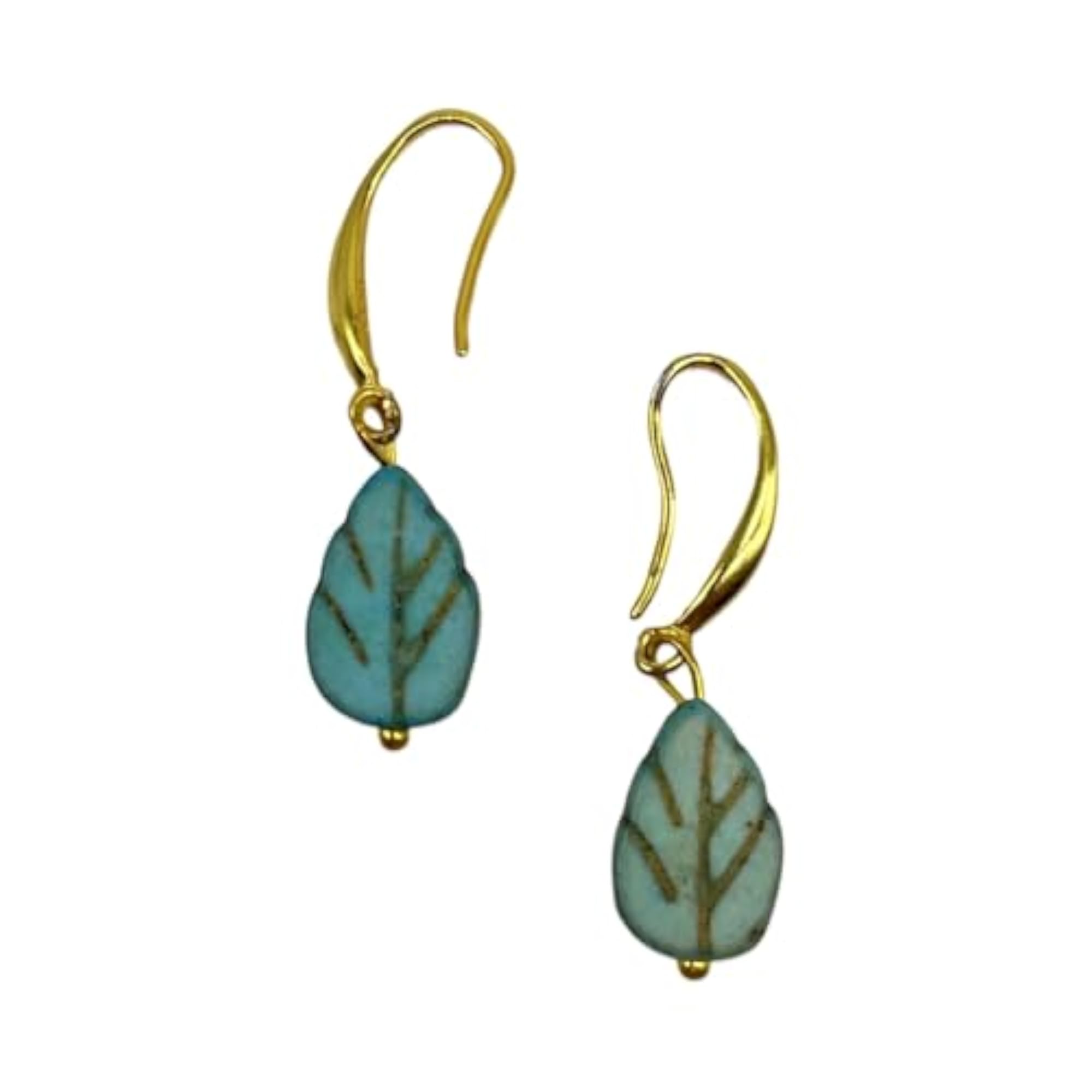 Gold Plated Leaf Shape Dangler Earrings for Women