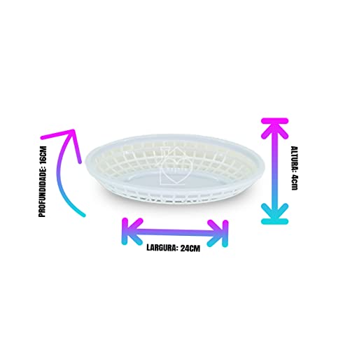 Kit 24 Cestinha Lanchonete Cesta Lanches Fritas Oval Cor:Branco