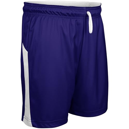 CHAMPRO Men's Swish Reversible Basketball Shorts, Purple/White, Large