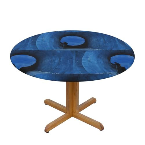 Nappe ronde ajustée élastique polyester imperméable table de 120 - 2