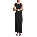 Lands' End Womens Cotton Jersey Sleeveless Cover-up Maxi Dress Black Regular X-Large