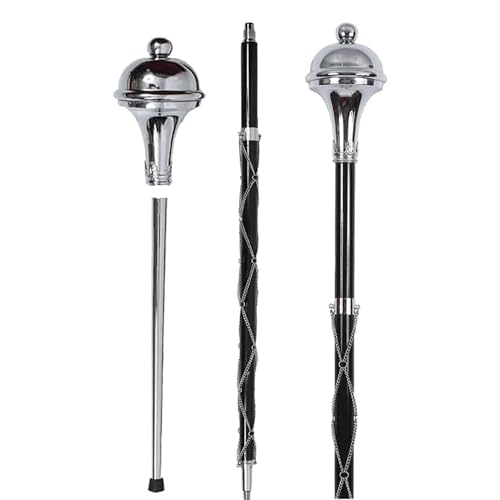Drum Major Mace Stave & Stick Plain Head Ball Top Chrome Three Part