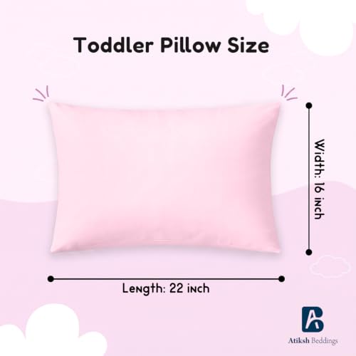 Image of Atiksh Beddings 16x22 Youth Pillowcase, Pack of 2 Toddler Travel Pillow Cases, 100% Egyptian Cotton, 600 Thread Count, Zipper Closure, Small Kids Pillowcase for Travel, Light Pink