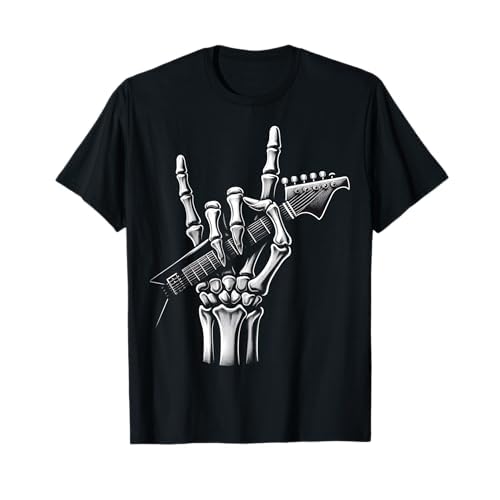Rock On Skeleton Hand, genial diseño de símbolo de roca Camiseta