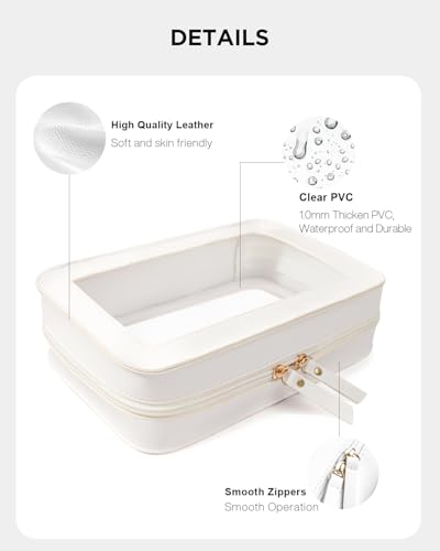 Image of LETGO Clear Sunscreen Makeup Bags Pouch, TSA Approved Toiletry Bag with Zipper, Portable Make Up Organizer Traveling Compact Car Bag for Beach Essentials(Clear-White)