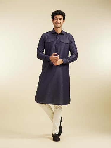Image of DIWAS BY MANYAVAR Men's Art Silk Solid Pathani Kurta (1pc)