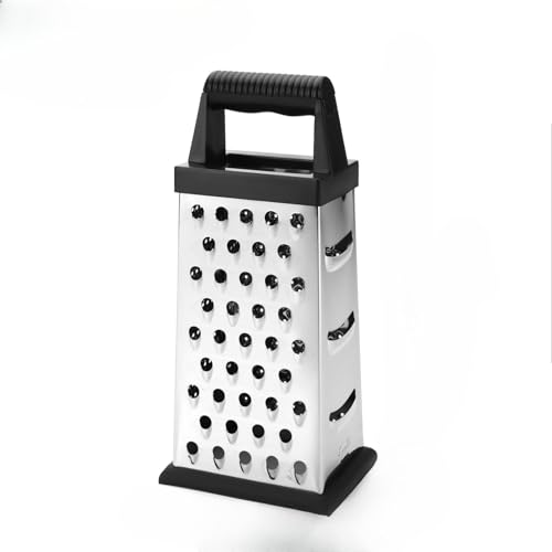 8寸9寸430ステンレス4面おろし器チーズおろし大根おろしケース付きキッチン調理器具 (ラウンドハンドルステンレススチール4面【9インチ】)