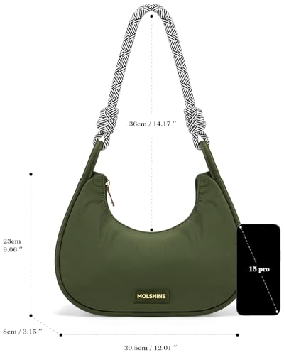molshine Crescent Handbag, Nylon Shoulder Bag, Armpit Bag, Fashion Clutch Purse for Women Lady Model Outdoor3