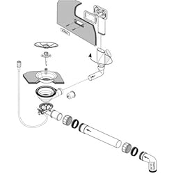 Fregadero Blanco Andano 400 If Desagüe 1 x 3,5'' con cable Bowden C-overflow InFino 234072, para fregadero BLANCO, sifón, cesta colador, desagüe para fregadero de cocina, sifón