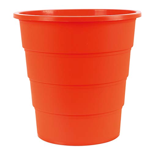 Office Products 19054621-07 Corbeille à papier ronde en plastique 16 l pour bureau cuisine Orange 30,8 x 31 x 30,8 cm