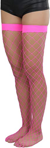 Image of ToBeInStyle Women's Diamond Large and Fine Fence Net Fishnet Nylon Thigh High