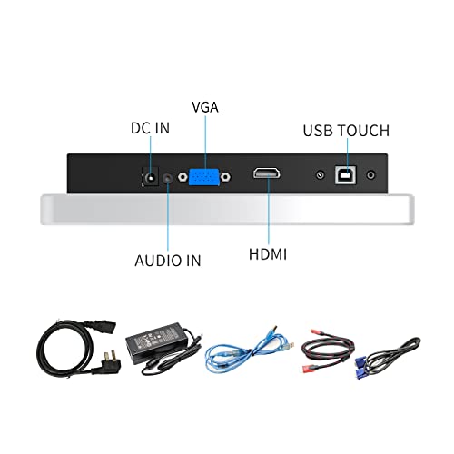 Image of GreenTouch 8 Inch Multi-Point Capacitive Touch Screen Display -1024 * 600 Resolution -HDMI /VGA Input Silver Bezel