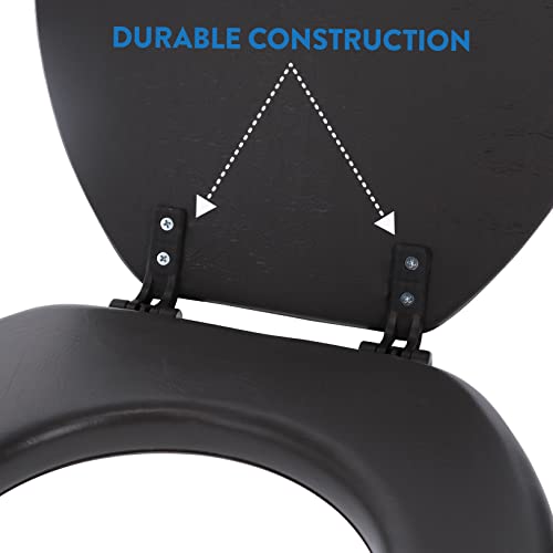 Ginsey Cushioned Soft Toilet Seat For Stylish Bathroom Décor, Black, Standard #TOP2