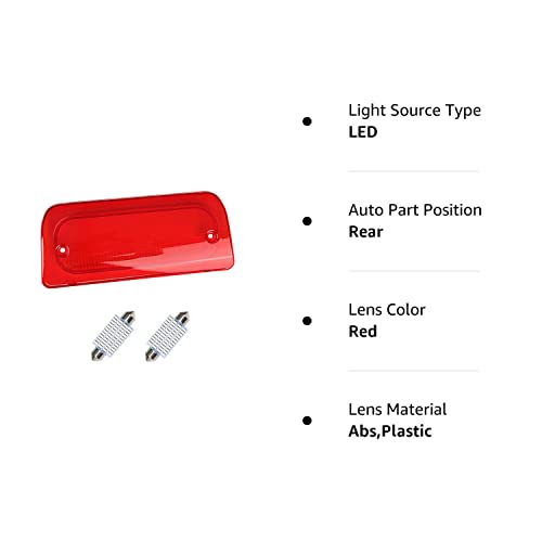 Urite2Go 3Rd Third Brake Light Red Lens Extended Cab Only Compatible With 1994-2003 Chevy S10 Gmc Sonoma High Mount Stop Lamp Assembly #TOP7