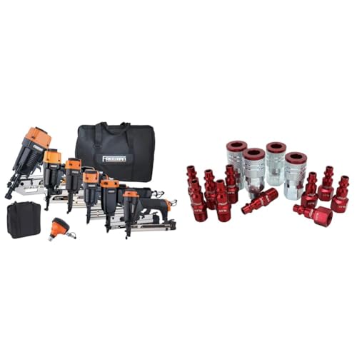 Freeman 9-Piece Pneumatic Nailer Kit and Milton 14-Piece ColorFit Coupler & Plug Kit
