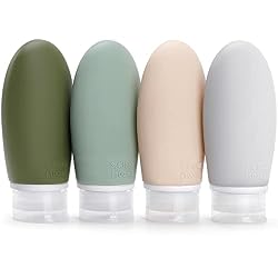 Opret Bottiglie da Viaggio 100ml in Silicone, 4 Pezzi Kit Contenitori da Viaggio Flaconi con Custodia per Shampoo, Liquidi and Lozione, Nessun BPA