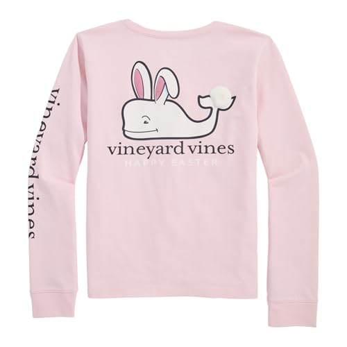 vineyard vines Girls' Fuzzy Easter Bunny Whale Long-Sleeve Pocket Tee