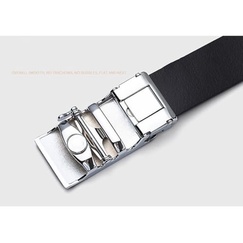 Men's Leather Belt Top Layer Cowhide Fashion Metal Automatic Buckle Thickened Long Size Genuine Leather Belt Gift4
