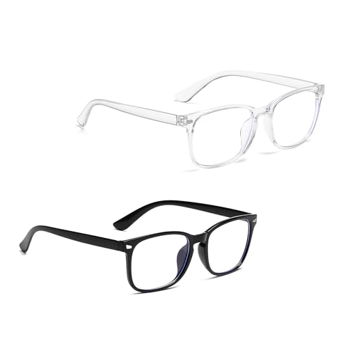 Hioseyre 2Pcs Blue Light Blocking Glasses for Women Men, Anti-Glare Gaming Computer Glasses, Fashion Eyewear With Blue Filter for Headache and Eye Protection