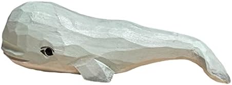 YEEYAYA Green Whale 4 inch Wood Sculpture Hand Carved Wood Wooden Whale Figurine woodcarving Home Decor Room Decor Aquatic Animal Marine Animal (1 Pack)