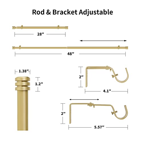 2 Pack Gold Curtain Rods For Window 28-48 Inch(2.3-4 Feet), Heavy Duty Curtain Rods Adjustable, Modern Gold Drapery Rod Of Window Treatment, Metal Long Curtain Rods, 1 Inch Diameter, Gold, Set Of 2 #TOP5